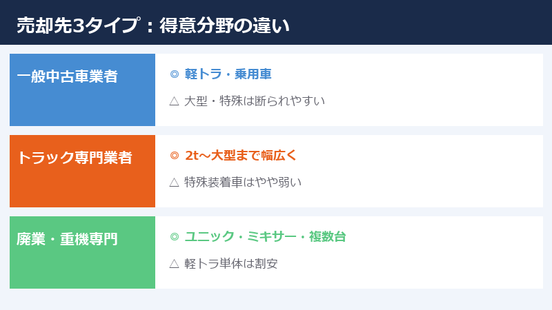 売却先3タイプの比較